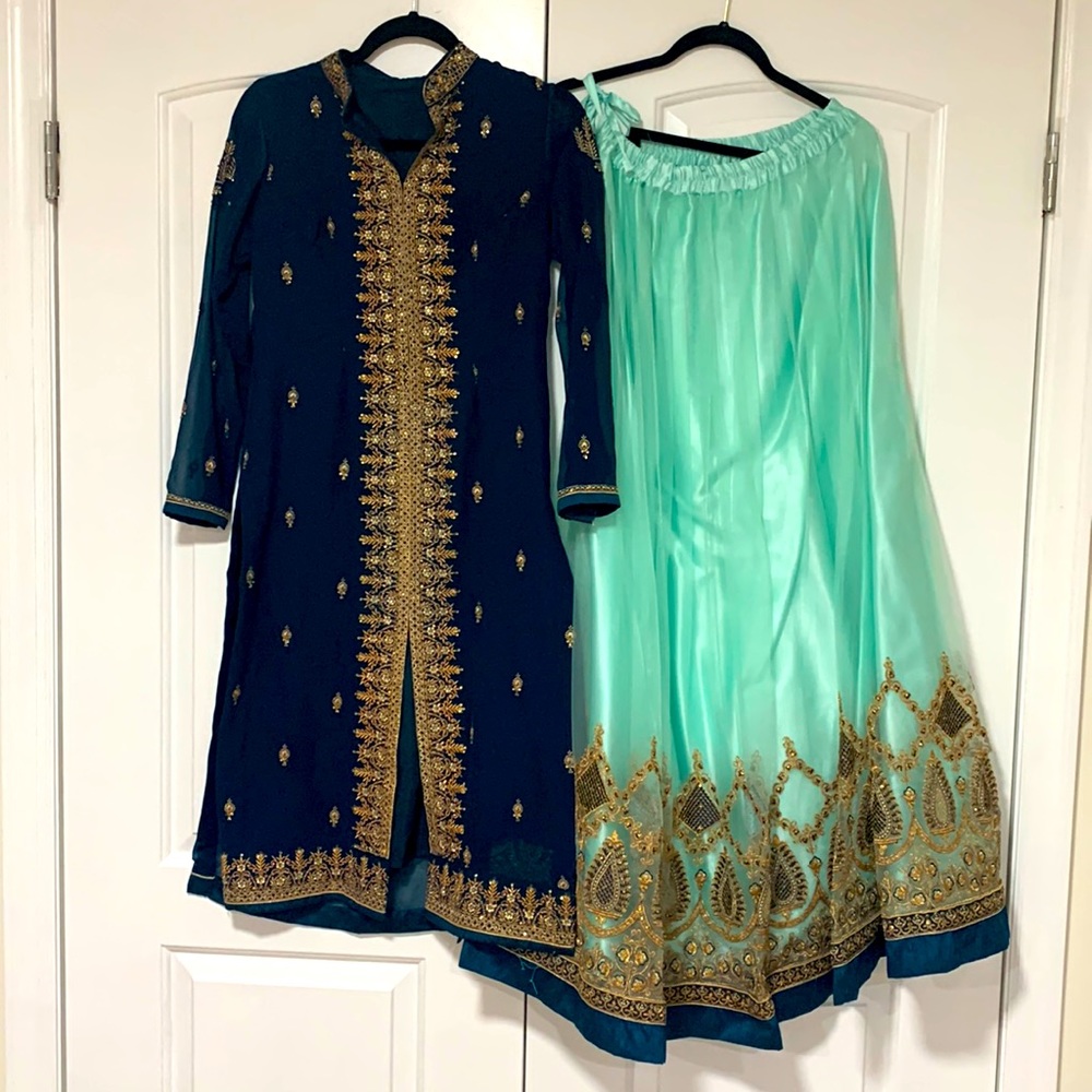 Indian Lehenga dress with heavy embroidered shirt with heavy dupata.